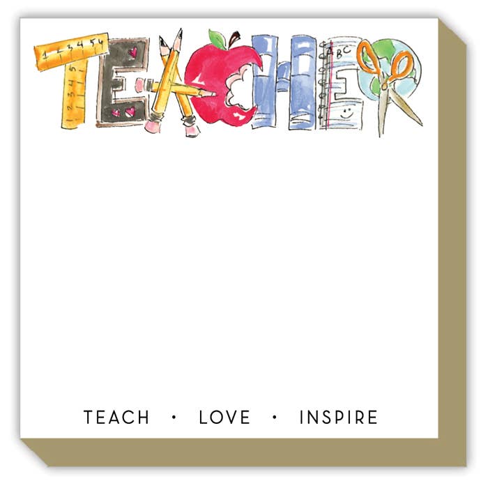 Handpainted TEACHER Teach Love Inspire Luxe Notepad