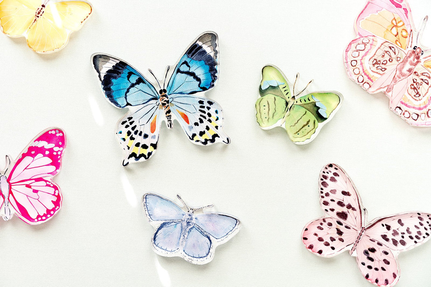 Pink and Green Butterfly Acrylic Art Block Small