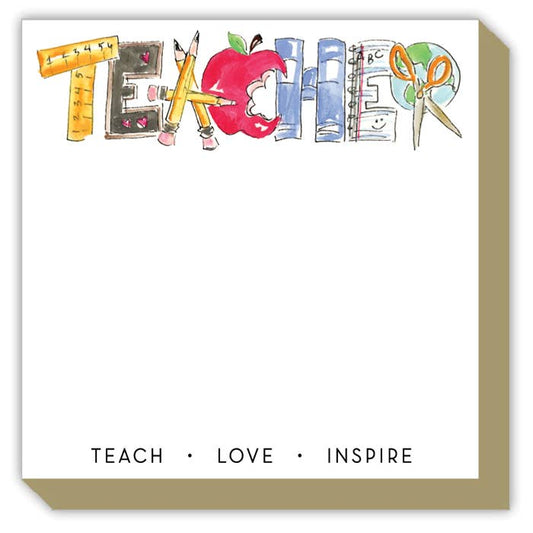 Handpainted TEACHER Teach Love Inspire Luxe Notepad