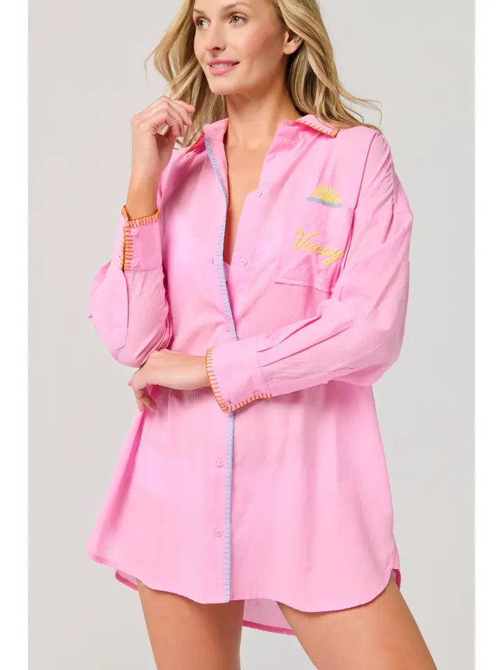 "Vacay/Out of Office" Cover-Up Shirt