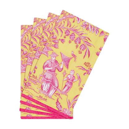 Silk Road Toile Chartreuse Guest Towel Napkins - 15 Per Package