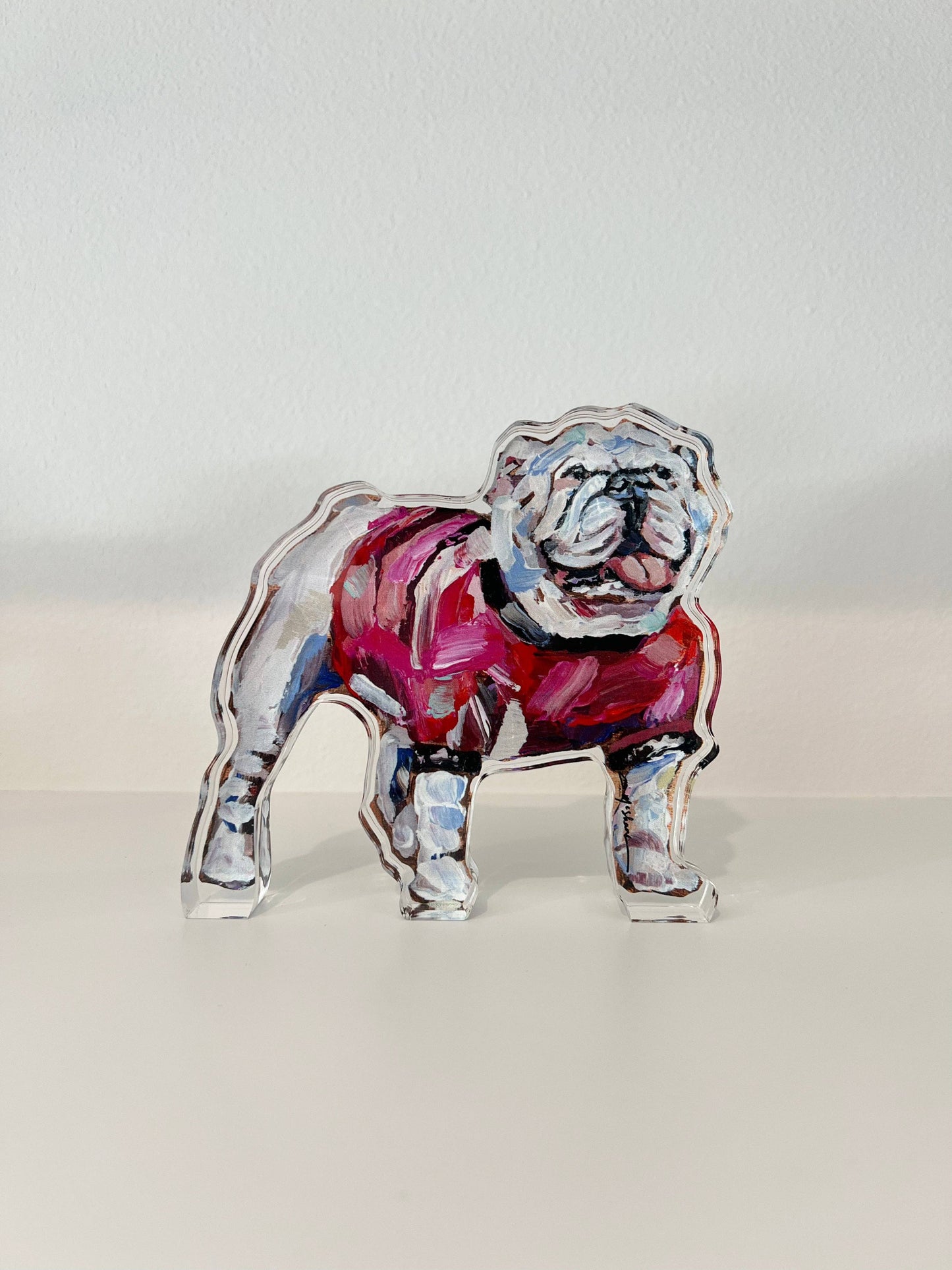 "Bulldog Red Shirt" acrylic shelfie