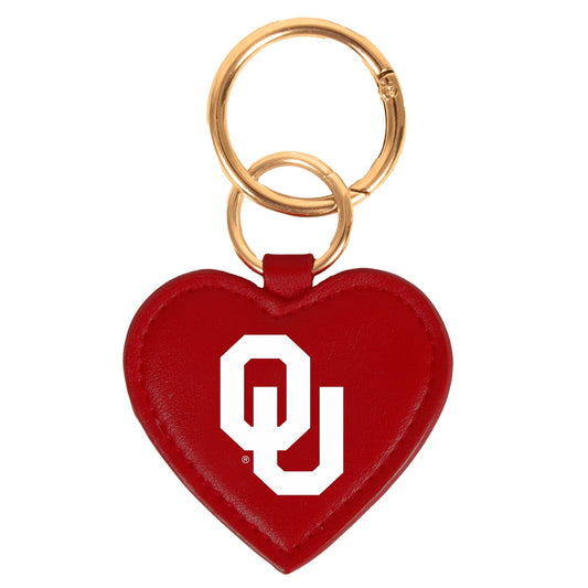 OKLAHOMA SOONERS HEART PURSE CHARM/ KEY RING BY DESDEN