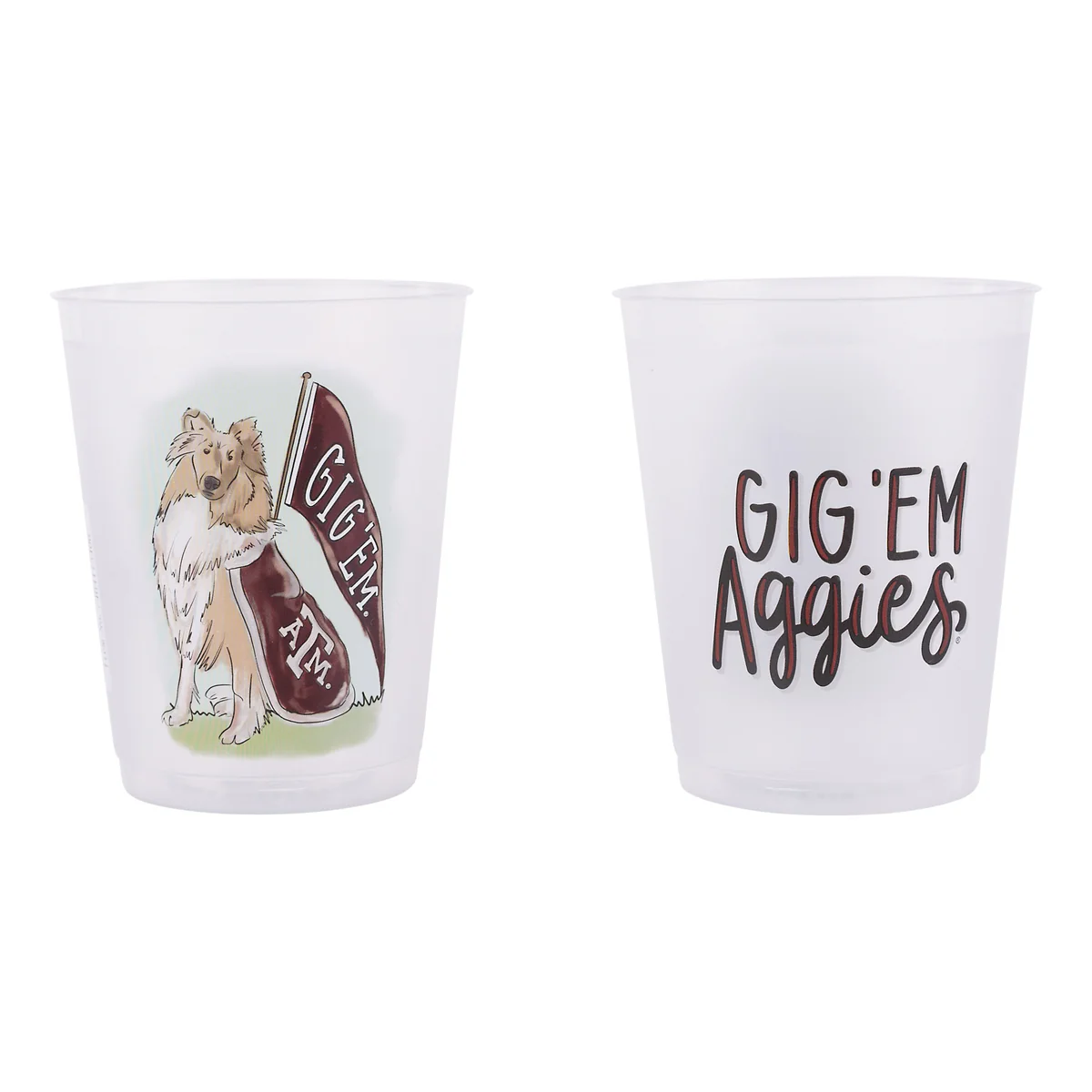 Texas A&M Mascot Frosted Cups Set/8