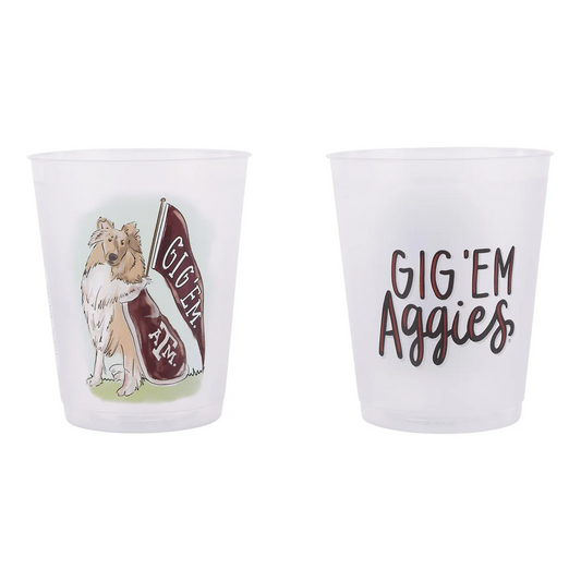 Texas A&M Mascot Frosted Cups Set/8