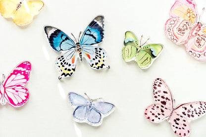 Pink and Green Butterfly Acrylic Art Block Small