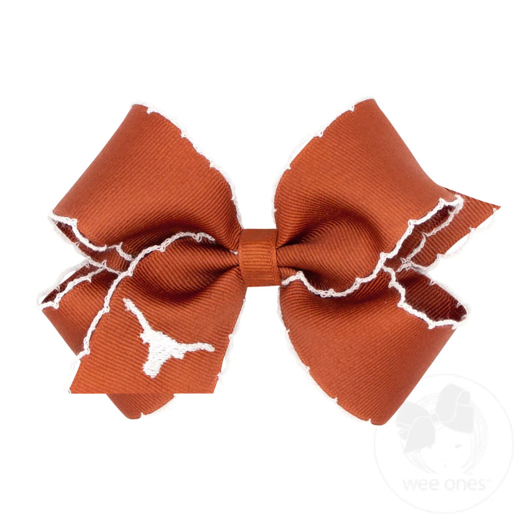 University of Texas Medium Grosgrain Hair Bow with Moonstitch Edge