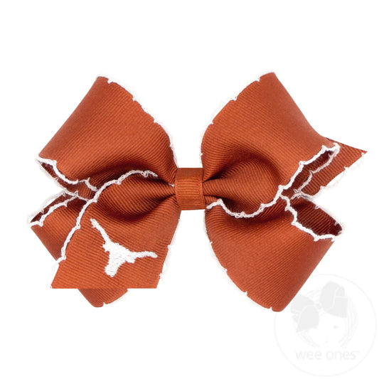 University of Texas Medium Grosgrain Hair Bow with Moonstitch Edge