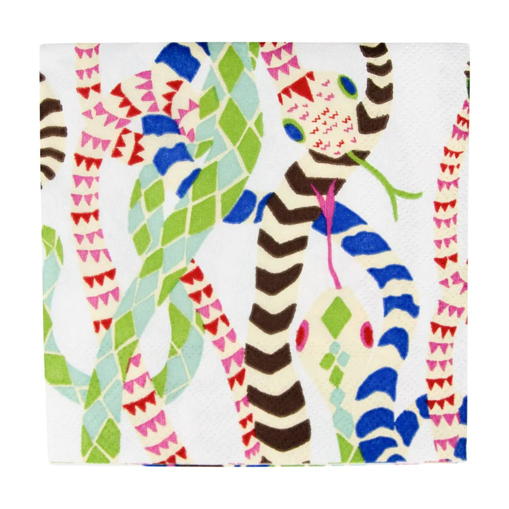 Serpentine White Cocktail Napkins - 20 Per Package