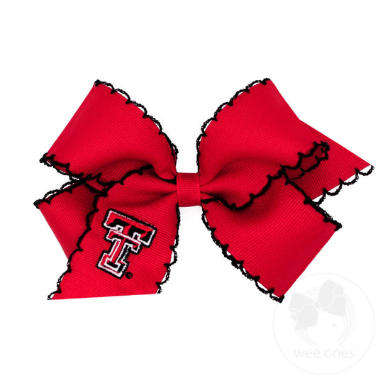 Texas Tech Medium Grosgrain Hair Bow with Moonstitch Edge