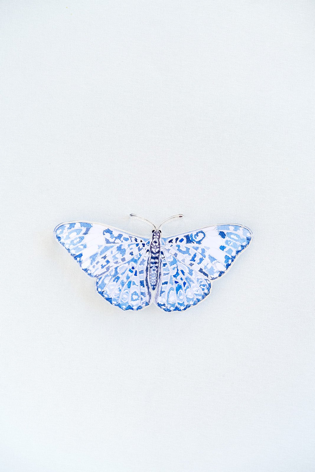 Blue Chinoiserie Butterfly Acrylic Art Block Small