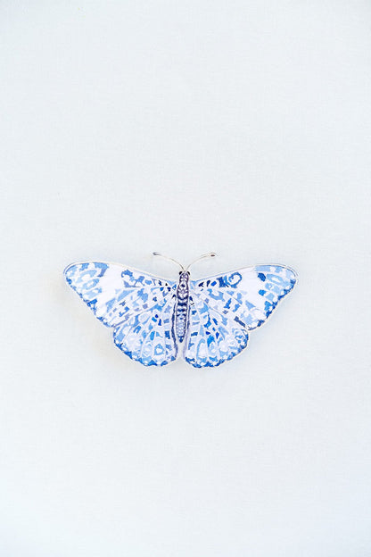Blue Chinoiserie Butterfly Acrylic Art Block Small