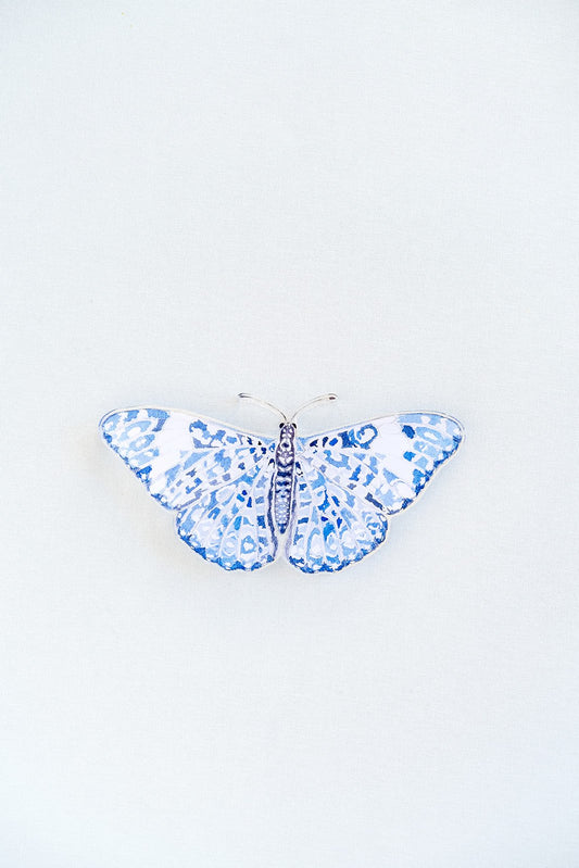 Blue Chinoiserie Butterfly Acrylic Art Block Small