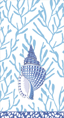 Shell Toile-Blue Guest Towel