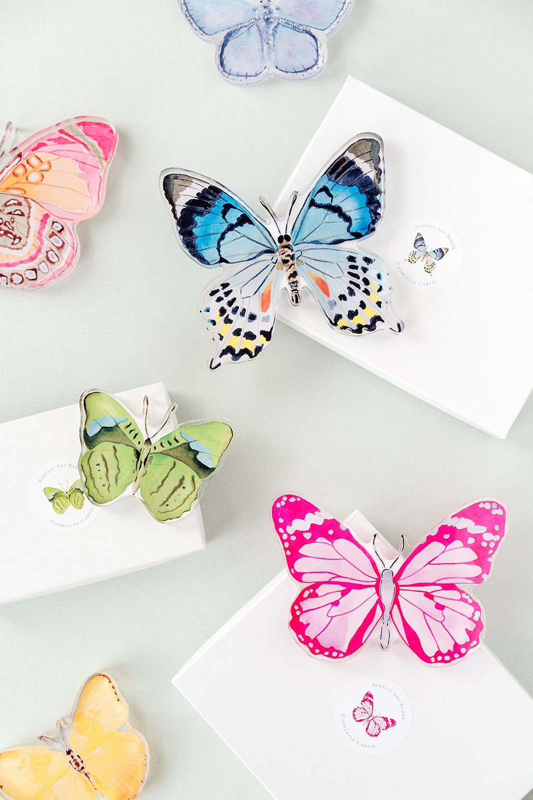 Green Butterfly Acrylic Art Block Small