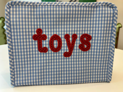 ROADIE LARGE ZIP POUCH-“Toys” appliqué