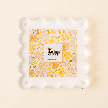White Square Scalloped Acrylic Frame