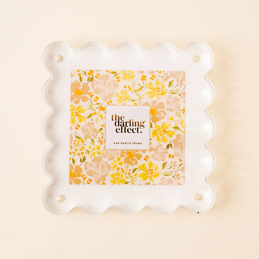 White Square Scalloped Acrylic Frame