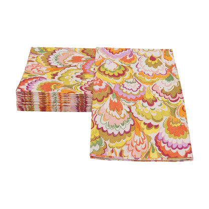 Marbled Ceramica Raspberry & Chartreuse Guest Towel Napkins - 15 Per Package