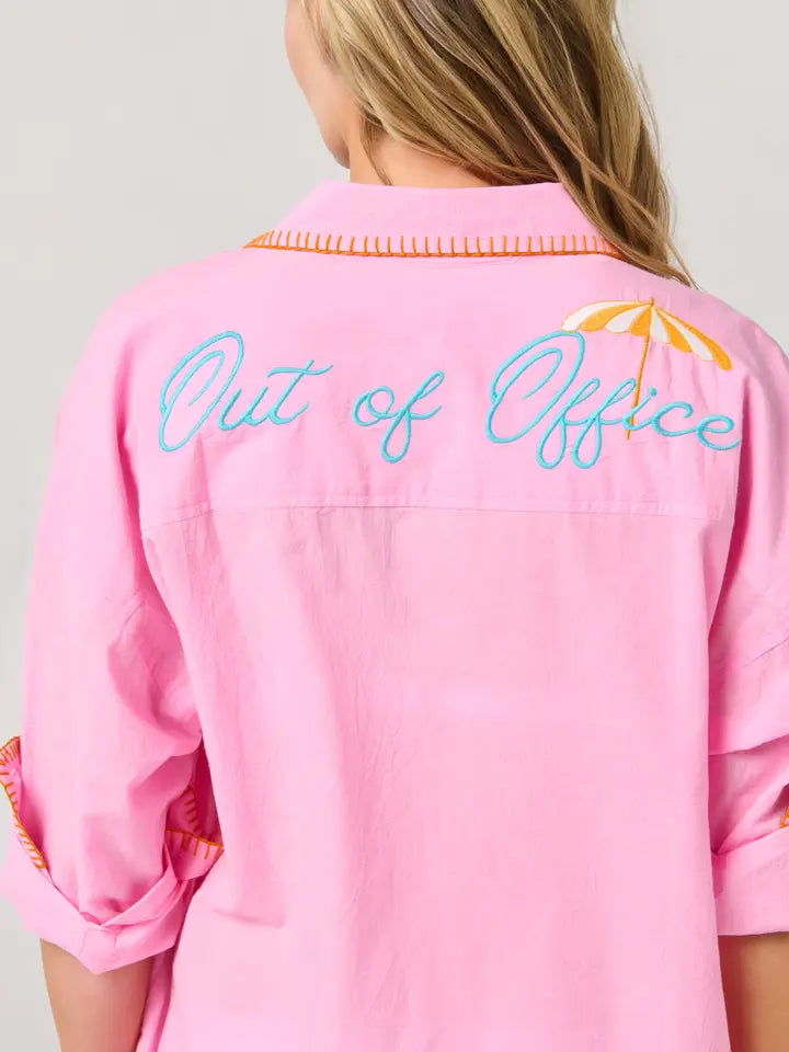 "Vacay/Out of Office" Cover-Up Shirt