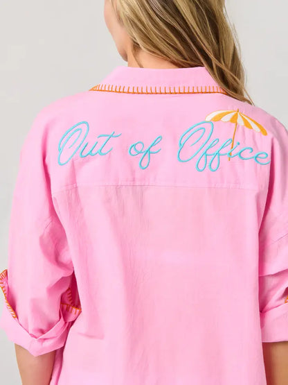 "Vacay/Out of Office" Cover-Up Shirt
