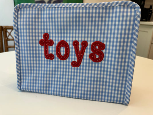 ROADIE LARGE ZIP POUCH-“Toys” appliqué