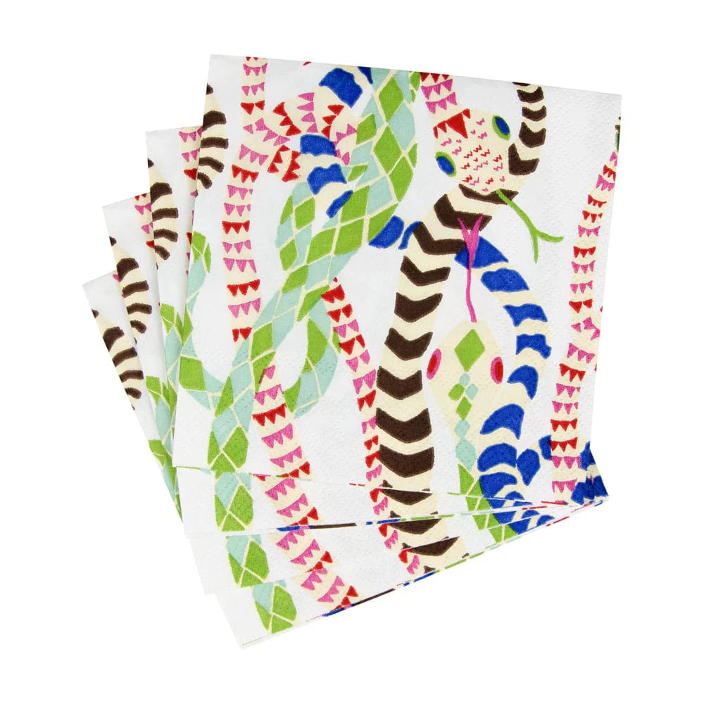 Serpentine White Cocktail Napkins - 20 Per Package