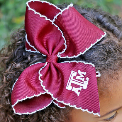 A&M Medium Grosgrain Hair Bow with Moonstitch Edge