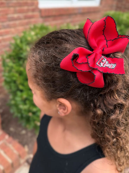 Texas Tech Medium Grosgrain Hair Bow with Moonstitch Edge