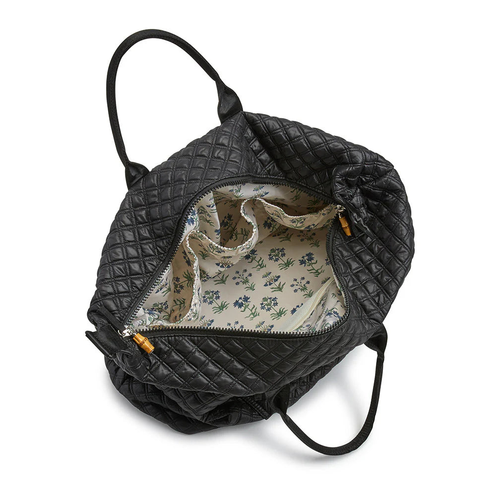 OVERPACKER - BLACK QUILTED DUFFEL (LINED IN PROVENCE)