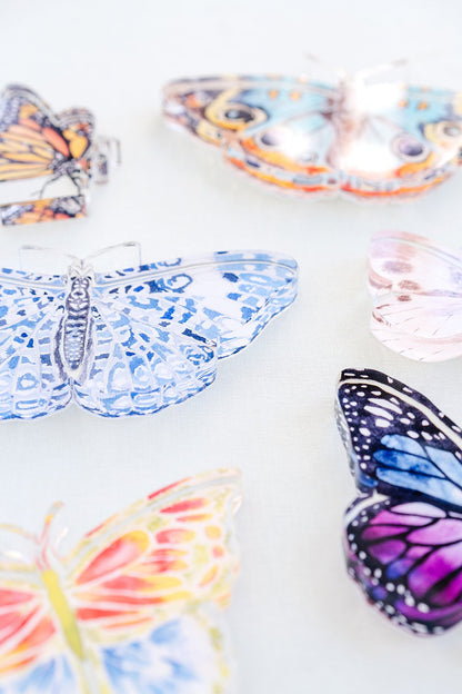 Blue Chinoiserie Butterfly Acrylic Art Block Small