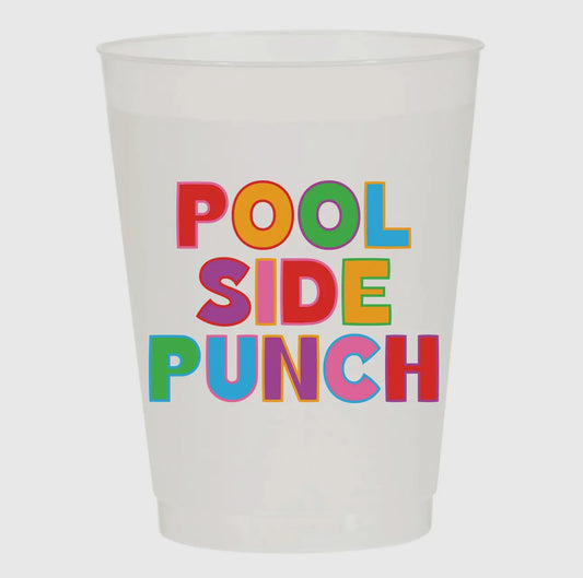 Pool Side Punch Multi Colored Frosted Cups-Pack of 6 Cups
