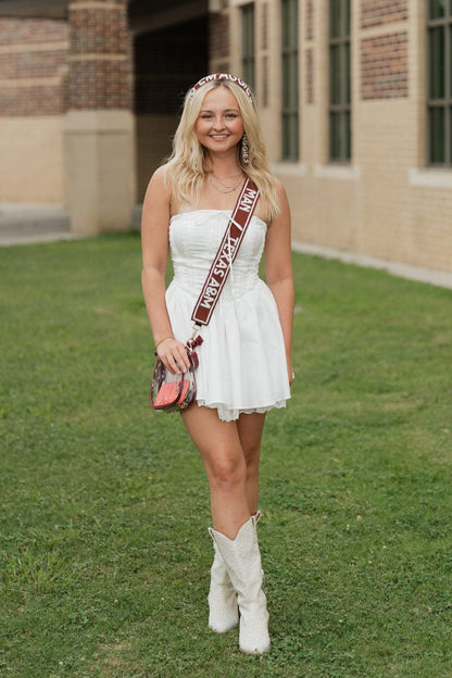 TEXAS A&M AGGIES BEADED PURSE STRAP IN MAROON AND WHITE