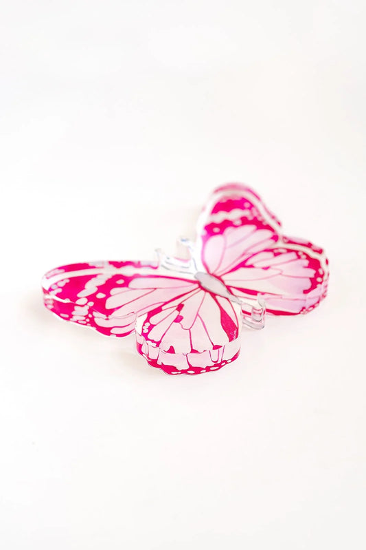Pink Butterfly Acrylic Art Block Small