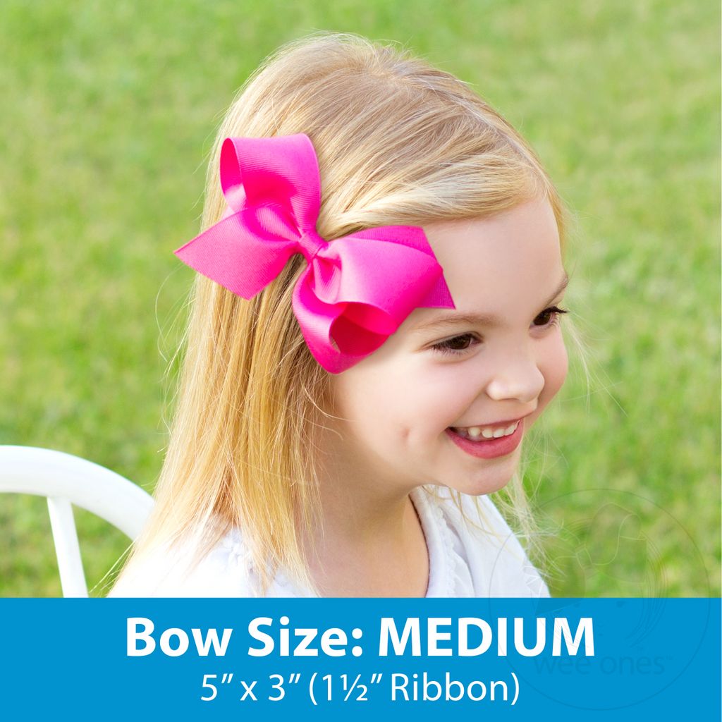 A&M Medium Grosgrain Hair Bow with Moonstitch Edge