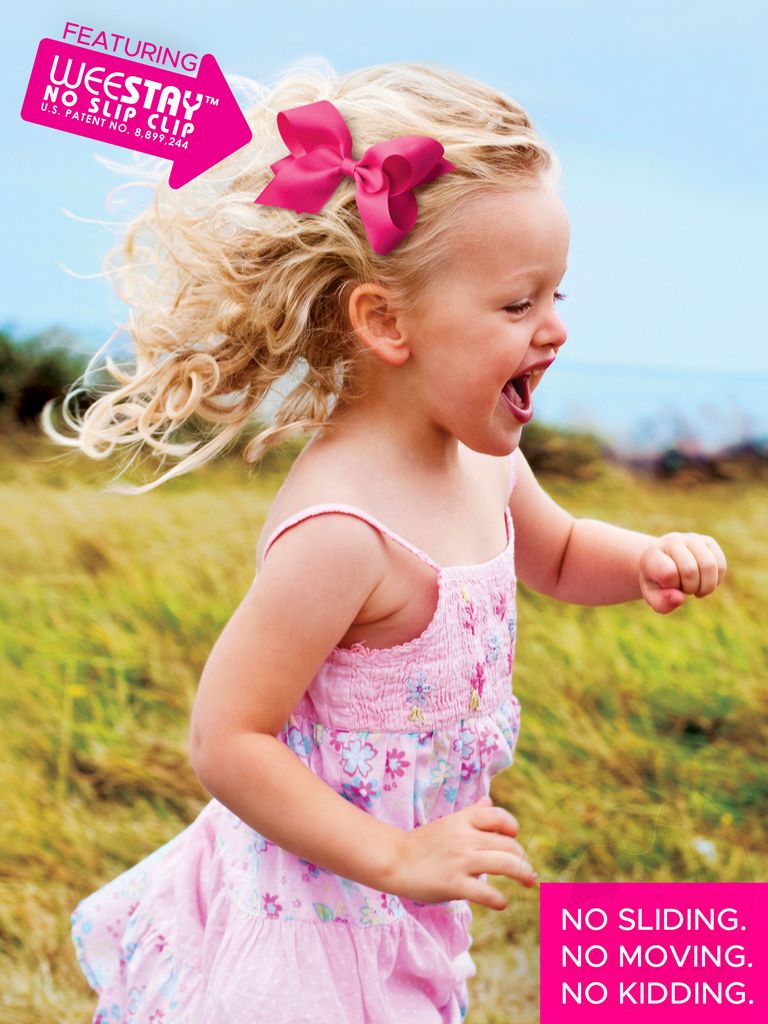 A&M Medium Grosgrain Hair Bow with Moonstitch Edge